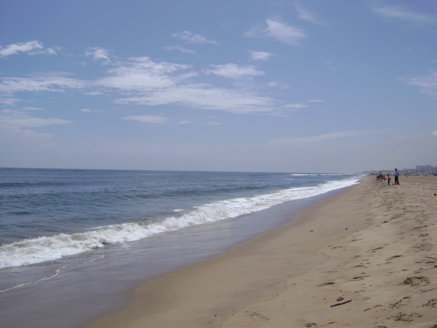 Archive view of Marina Beach and the Bay of Bengal in Chennai, photographed in 2007