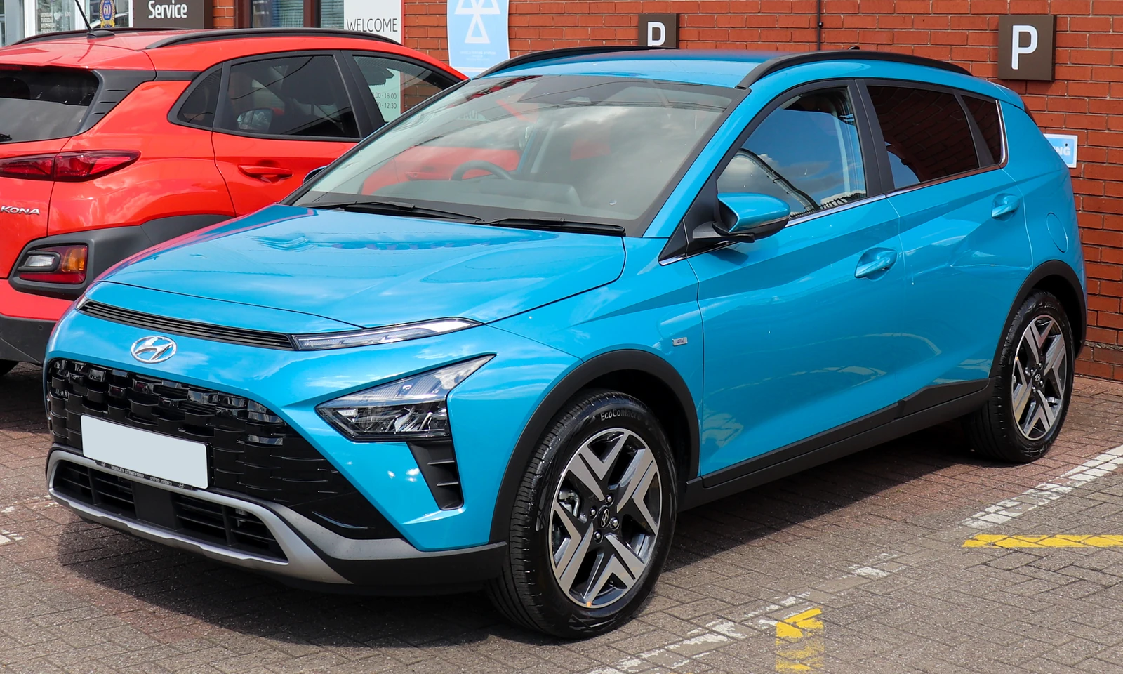 Real archive photograph of a blue European Hyundai Bayon in Stratford-upon-Avon in 2021
