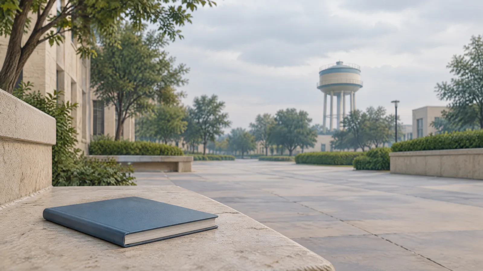 Conceptual image of an empty walkway and a distant water tank; not the Mathura incident site.
